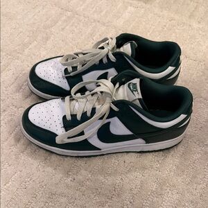 Nike Low-Top Sneakers in White and Dark Green (Men’s US 10)